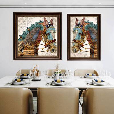 马到成挂画NKT美式复古入户玄功墙关装饰画轻面奢油画餐厅酒店壁