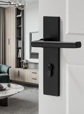 黑具色把室内卧室房用门锁家房间实木VDR门手锁通用型分体磁吸静