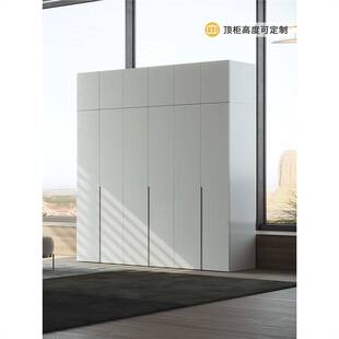 全实木橡木衣柜家用卧室现代简约白色平开门大衣橱组装儿童小柜子