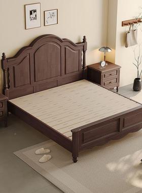 网全实木床1..8黑胡红桃木米色婚床美式15m高箱双人WHL床2米主卧