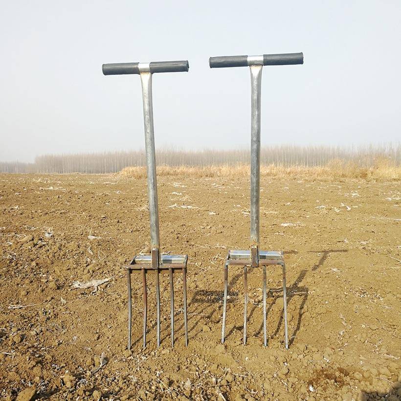 手工锻打松UST土耙翻深翻工具钢叉人工挖锰土子家用地开荒锄头