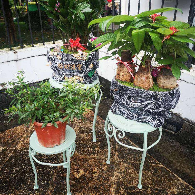 法式抬复古户FNA外落式地花铁艺花架绿萝花凳托三件套做旧组合高