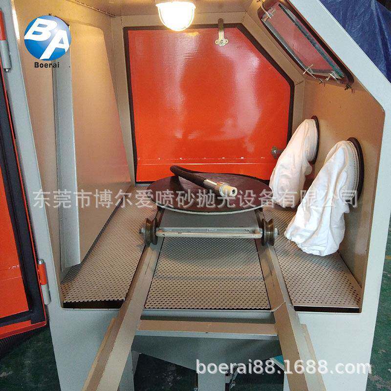 模具专用无品牌/带推车喷砂机手车动转盘砂式喷砂机箱式手喷台设