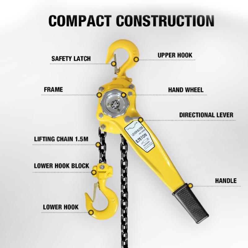 RQI葫手动手摇手扳吊0.7芦5T1/2/倒吨链条拉紧线器手拉链便携式手