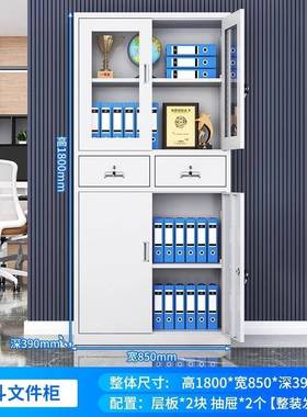 皮文件柜办室资料储物柜落地带公锁抽屉铁收纳柜加钢OYD制档案厚