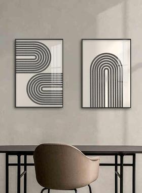 万墙有引力高档现代简约餐厅装饰画抽象几挂何轻饭厅面QX202111画