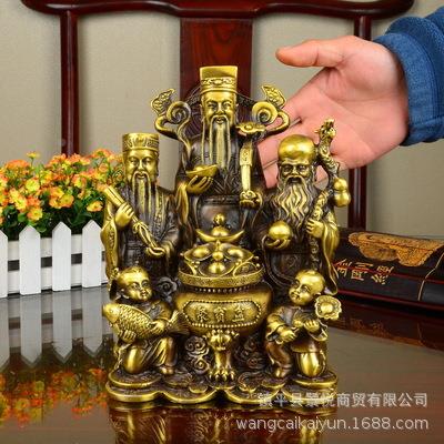铜像铜福禄寿人雕铜像摆铜聚宝盆家件居办公室装饰像品VWR工艺品
