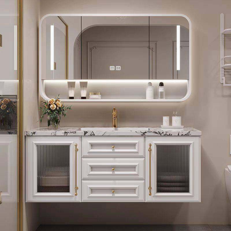 新款法式浴室柜橡木组合卫生间陶瓷一体盆洗手洗脸洗漱台美式灰色