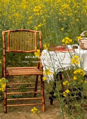 厂家直11203销户外便携折叠竹椅传统子餐椅椅复古叠户宴会婚礼外