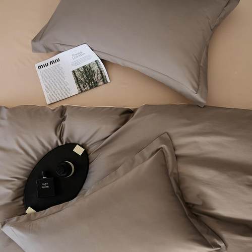 绒轻100s全棉长棉四件套纯棉纯色LBM双拼被用套床单简约床奢上品