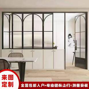 极窄法式复古折叠门连窗开放式厨房折叠窗吧台左右折叠窗户无下轨