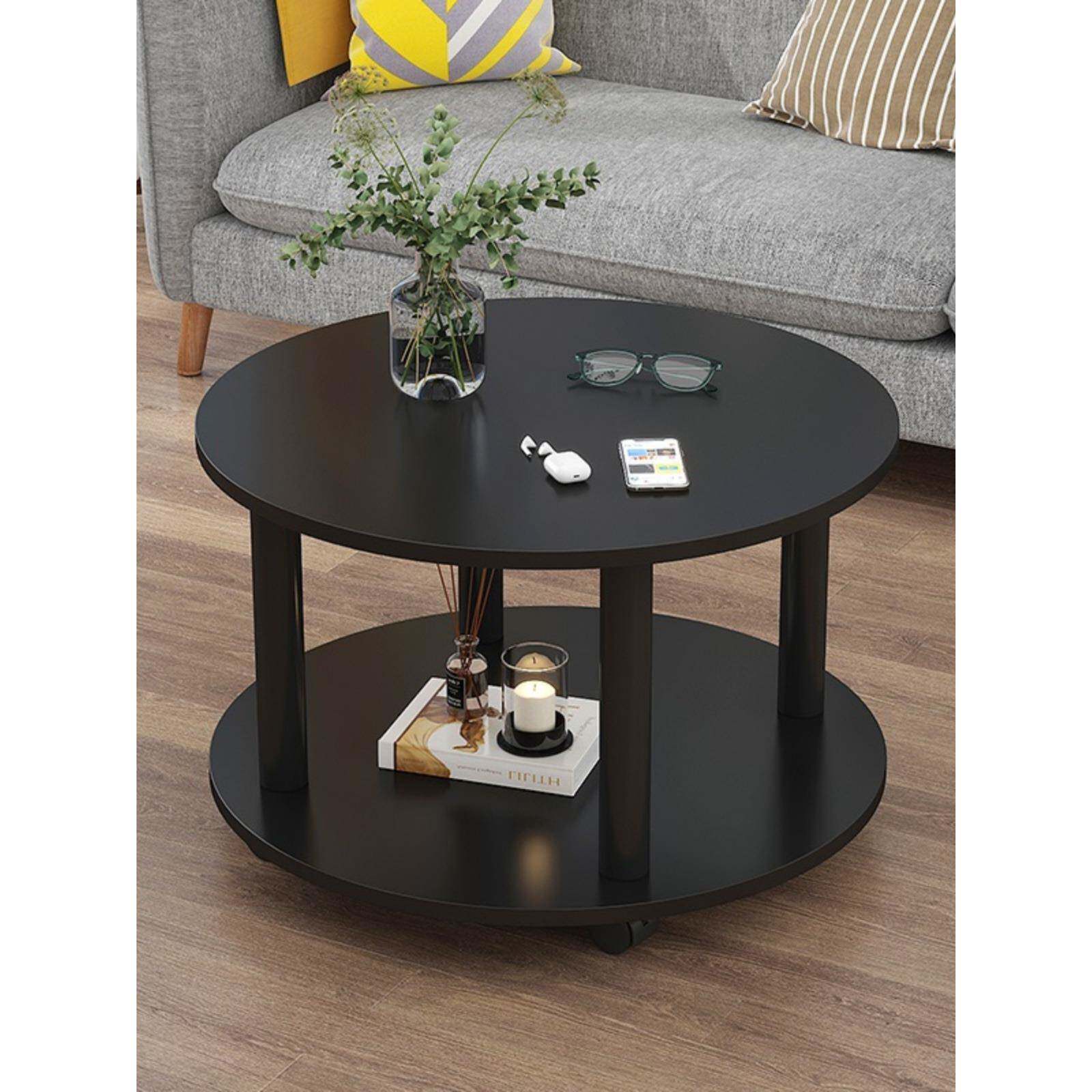 S*圆形板岩茶几小户型加带脚桌轮可移动客厅家用现代HO茶简约小几