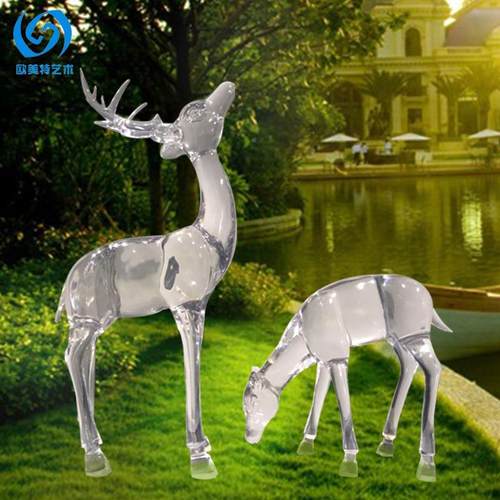 现代简约户外草坪仿真透树脂雕塑麋LVY鹿饰大型明件落地装摆工艺
