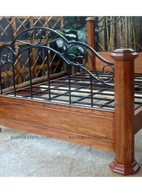 美式木乡樱桃木实柱双人床1.5m.村81m北美黑胡桃木铁木床主IBQ卧