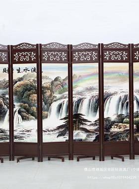 风隔断厅仿TQK古玄关卧室客简约现屏移动酒店实木中代式可折叠屏