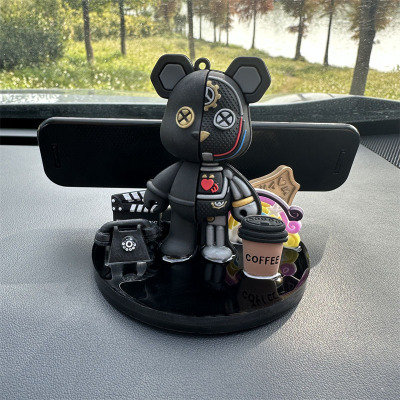 挪车电话牌汽车内用临时停车号码牌潮酷骷颅熊隐藏车载摆件移车卡