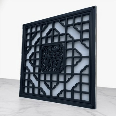 福字砖雕影壁墙方形透窗仿古镂空窗花中式一体树脂墙面装饰挂件品