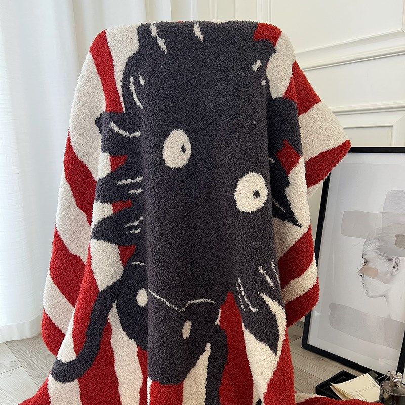 高级感红色龙装饰半边绒毛毯沙发盖毯客厅午睡毯子四季空调毛巾被,床上用品,休闲毯/毛毯/绒毯,淘宝优惠券,粉丝福利购,淘宝优惠卷