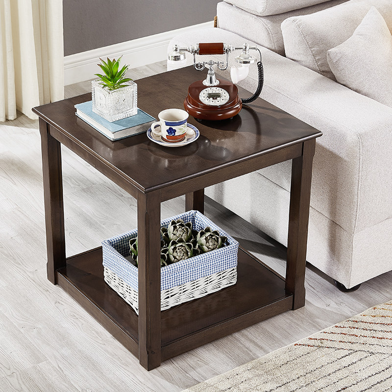 全实木沙发边几边柜正方形茶几小茶桌角几小方桌旁边的方几边桌子