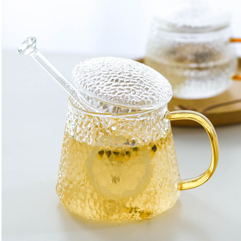 长乐季水杯女耐热玻璃杯耐高温带盖加厚办公室花茶杯带把带过滤网