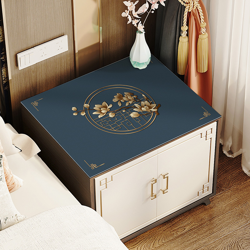 中式床头柜盖布卧室防水防烫免洗 pvc皮革桌布防尘罩茶几桌垫子