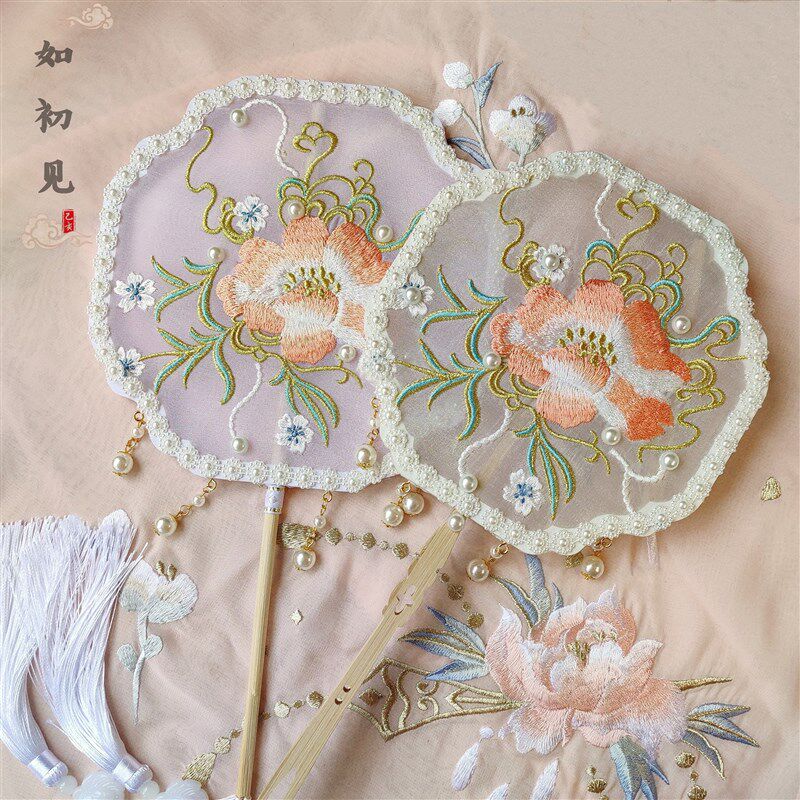古风团扇儿童扇子汉服女童刺绣舞蹈走秀扇拍照古装宫扇掌扇