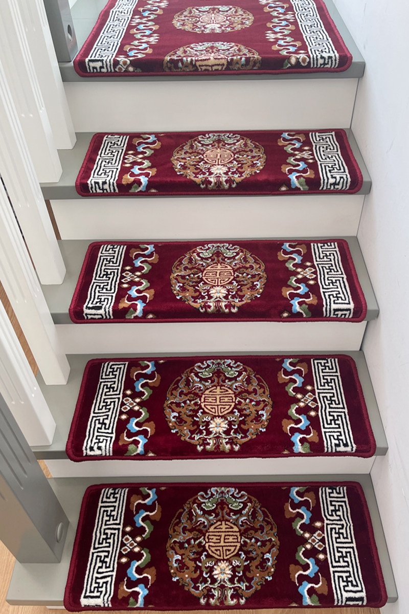 家用别墅大理石实木楼梯地毯踏步垫防滑定制无胶自粘长方形可水洗