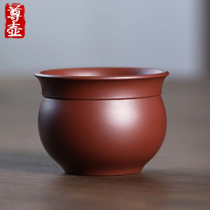 尊壶宜兴紫砂品茗杯紫泥品杯个人单杯主人杯办公家用功夫小茶杯子