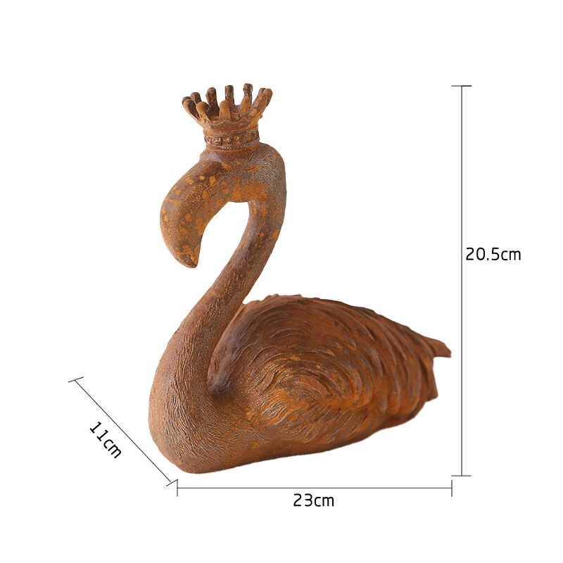 爱上花园 园艺杂货铸铁 花园做旧锈色装饰摆件国王皇后火烈鸟