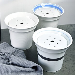 中式陶瓷圆筒干 干冰碗位上冒烟餐具创意冷菜小号冰盘意境冷盘子