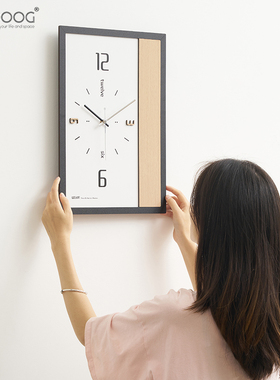 EMITDOOG免打孔钟表挂画客厅家用艺术装饰墙挂钟创意时钟2024新款