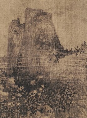 1:1巨然层岩丛树图山水画立轴国画艺术微喷古代名画复制品装饰画