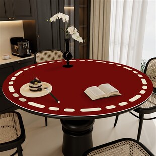 桌垫红色圆桌垫圆形茶几餐桌布新年结婚喜庆防水防油防烫免洗台布