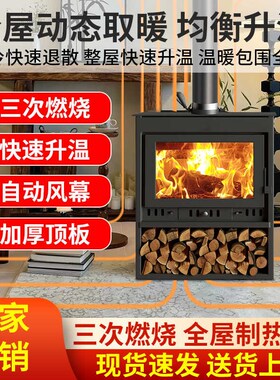 真火燃木壁炉农村木柴家用取暖炉自建房别墅民宿茶室客厅取暖炉