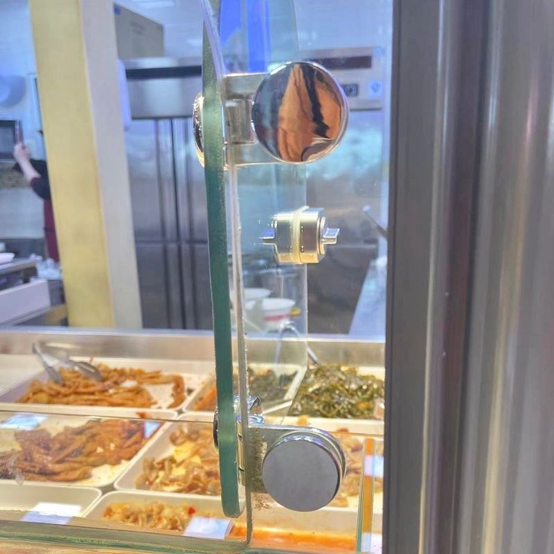玻璃门熟食小窗口双边铰链门铰链圆珠形展示无框酒柜180度合页