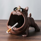 紫砂招财狗烟灰缸大号陶瓷煙灰缸创意个性 客厅酒店烟缸茶具零配件