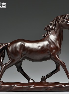 黑檀木雕刻马摆件马到成功实木质马生肖家居办公桌面装饰工艺品