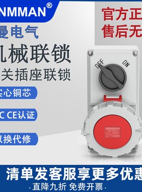 上曼电气机械联锁A/B 明装开关带插座16-63A NENMMAN 防水IP67/44