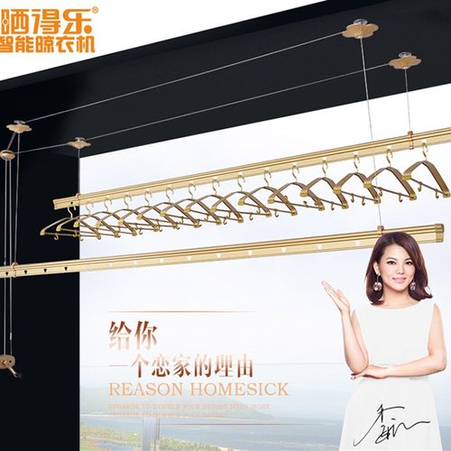 晒得乐晾衣架双杆升降手摇手动凉衣杆家用阳台顶装自动衣架包安装