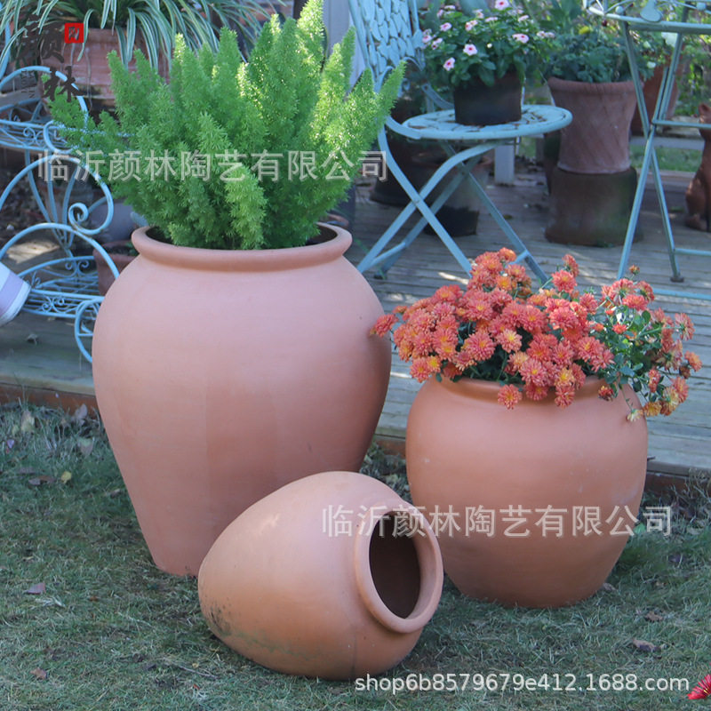 简约田园庭院落地红泥陶花盆