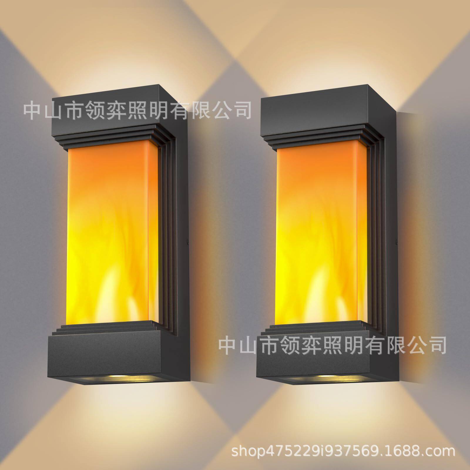 简约现代壁灯个性创意火焰灯庭院室外阳台挂壁灯走廊外墙LED壁灯