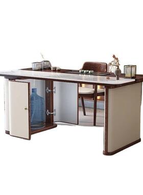 家用实台木茶桌组合椅阳轻奢板PFO泡茶桌现岩代简约高端新