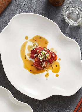 德化子云朵子料理菜盘分陶瓷盘家用浅盘创意MJG规不则特色西餐牛