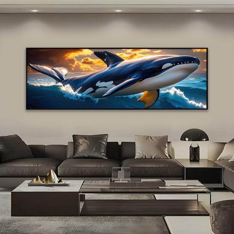 轻奢鲸客鱼厅光QB00399装饰画梦发幻星辰大海围灯卧室床头海豚女