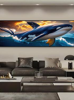 轻奢鲸客鱼厅光QB00399装饰画梦发幻星辰大海围灯卧室床头海豚女