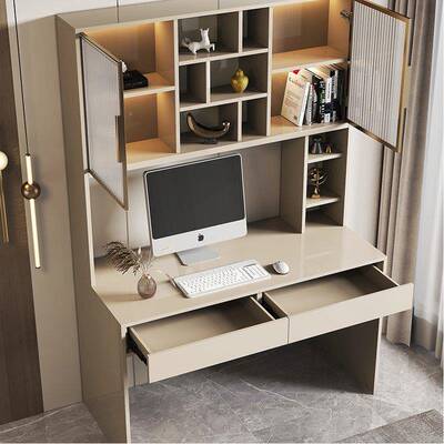 式轻奢书桌书架带一意体SZ001现代简约书房卧柜室电脑桌书椅组合