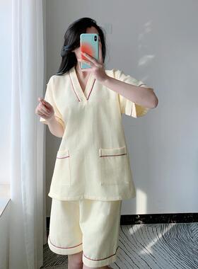 2A54汗蒸气服女款F7659987纯棉洋情侣厚款桑韩版可爱个性男浴服拿