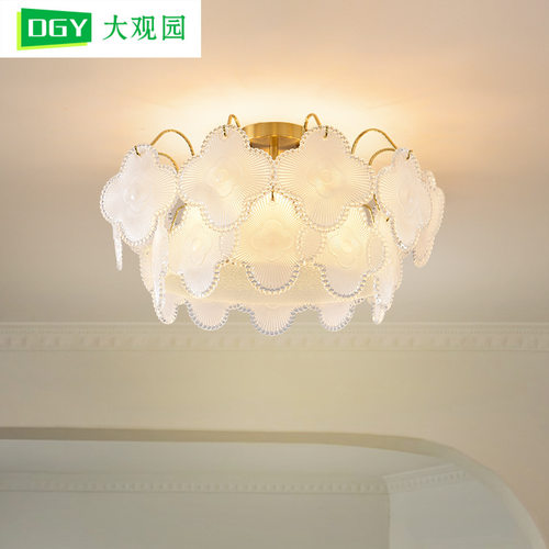 大观园卧室灯吸顶灯法式轻奢水晶灯餐厅灯房间主卧灯中山灯具413L