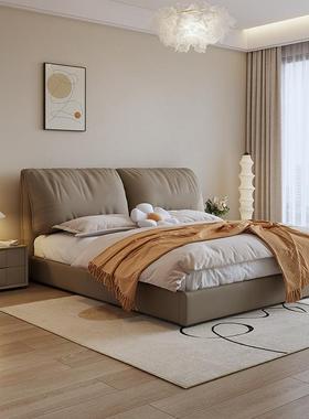 大象油耳床简约现代人科技布床奶风双床轻奢主卧室软包VTN布艺朵