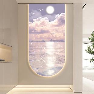 24.9.客厅日海景 走出过道挂画入户WD 奶油玄关装 饰画2风0廊25新款